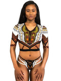 African print sleeve Two-piece Bikini Swimsuit