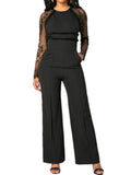 Lace Back O-Neck Jumpsuits