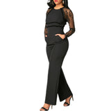 Lace Back O-Neck Jumpsuits