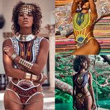 Wakanda African Print Bikini Swimsuit Set