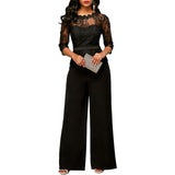 Women Wide leg Lace Top Loose Rompers