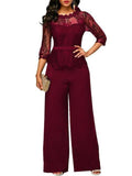 Women Wide leg Lace Top Loose Rompers