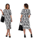 Letter print casual o-neck loose dress