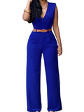 Women V-Neck Wide Leg Pants Jumpsuits