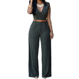 Women V-Neck Wide Leg Pants Jumpsuits