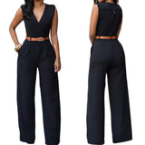 Women V-Neck Wide Leg Pants Jumpsuits