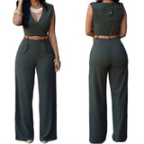 Women V-Neck Wide Leg Pants Jumpsuits