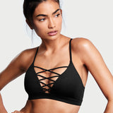 Sexy  Crisscross Lace Front Back Triangle Sports Bra