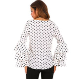 Polka Dot Flare Sleeve Blouse