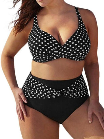 Dot Printed High Waist Swimsuit