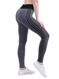 Striped Elastic Waist Yoga Pants