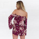 Off shoulder flower print romper