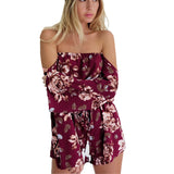 Off shoulder flower print romper