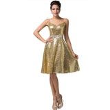 Double V-Neck Sequin Gold Sexy Party Dress