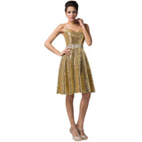 Double V-Neck Sequin Gold Sexy Party Dress