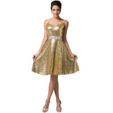 Double V-Neck Sequin Gold Sexy Party Dress