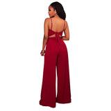 Spaghetti Strap Backless Wide Legs Bodysuit