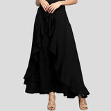 Side Zipper Tie Waist Ruffle Palazzo Pants