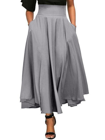 Front Slit Belted High Waist Maxi Skirt
