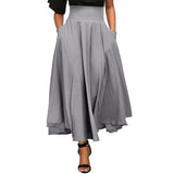 Front Slit Belted High Waist Maxi Skirt