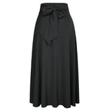 Front Slit Belted High Waist Maxi Skirt