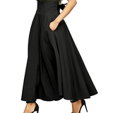 Front Slit Belted High Waist Maxi Skirt