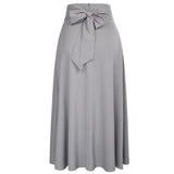 Front Slit Belted High Waist Maxi Skirt