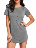 Broken Hole Short Sleeve Tunic T-shirt