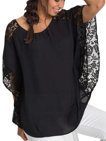 Lace Batwing Sleeve Top