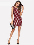 Ruffle Shoulder Sleeveless Polka Dot Dress