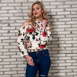 Floral Print Cold Shoulder Blouse