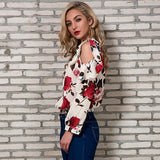 Floral Print Cold Shoulder Blouse