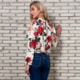 Floral Print Cold Shoulder Blouse