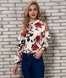 Floral Print Cold Shoulder Blouse