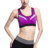 Zipper Front Padded Push Up Wirefree Sports Bra