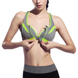 Zipper Front Padded Push Up Wirefree Sports Bra