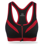 Zipper Front Padded Push Up Wirefree Sports Bra