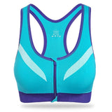 Zipper Front Padded Push Up Wirefree Sports Bra