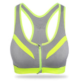 Zipper Front Padded Push Up Wirefree Sports Bra