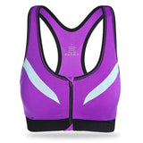 Zipper Front Padded Push Up Wirefree Sports Bra