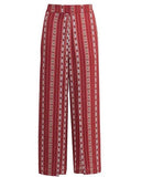 Boho Print Striped Wide Leg Pants