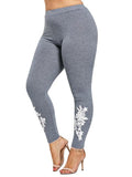 Plus Size Appliqued Skinny Jersey Leggings