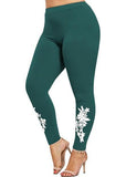 Plus Size Appliqued Skinny Jersey Leggings