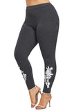 Plus Size Appliqued Skinny Jersey Leggings