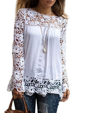 Crochet Flower Chiffion Lace Top