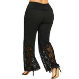 Lace Hollow Out Trim Palazzo Pants