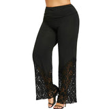 Lace Hollow Out Trim Palazzo Pants