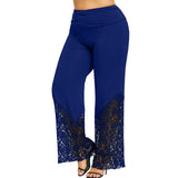 Lace Hollow Out Trim Palazzo Pants