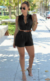 Casual Sleeveless Jumpsuit Shorts With Belt